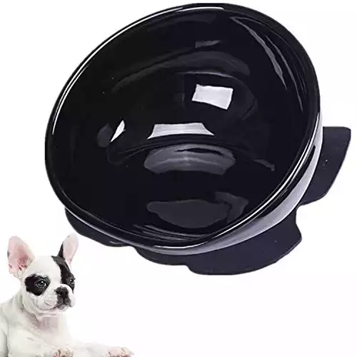 JYHY - Ciotola in ceramica per cani e gatti, ciotola per cani a bocca larga, per animali domestici, con tappetino in gomma antiscivolo, colore: nero